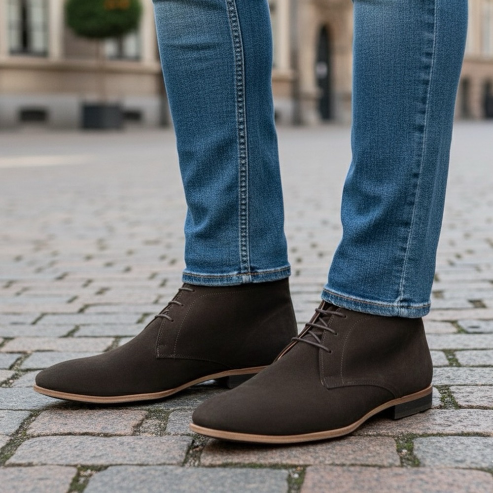 Wolf and Shepherd Suede Leather Dark Brown Boot size 10 Made In Portugal, Europe